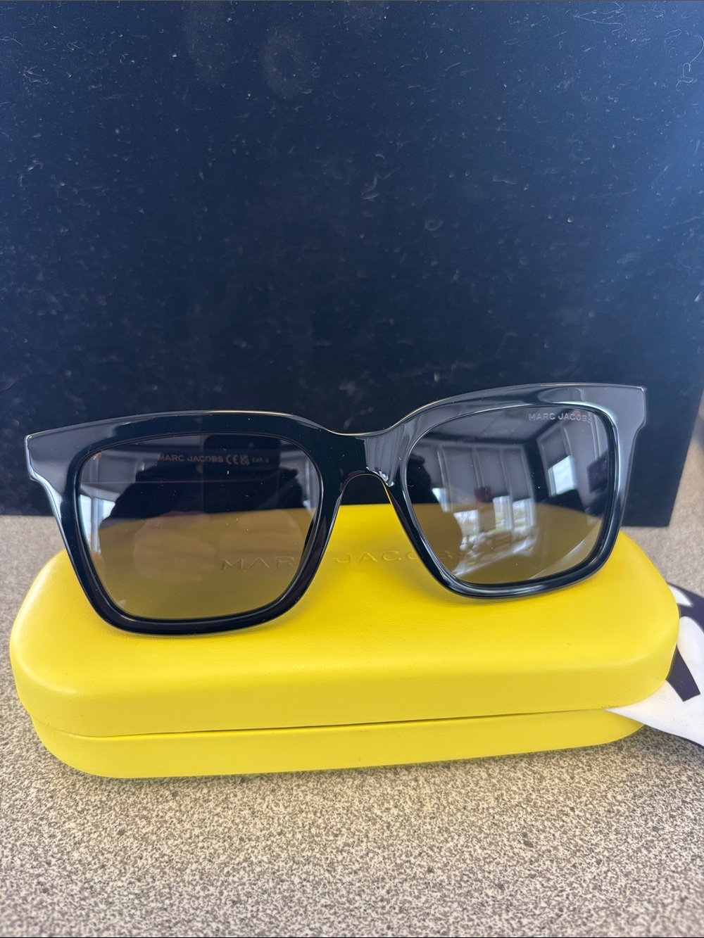 Marc Jacobs Black Square Sunglasses with Smoke Lenses